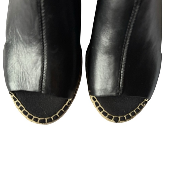 Clark’s - Artisan Black Leather Espadrille Wedge Sandals Sz 9 - Picture 4 of 12